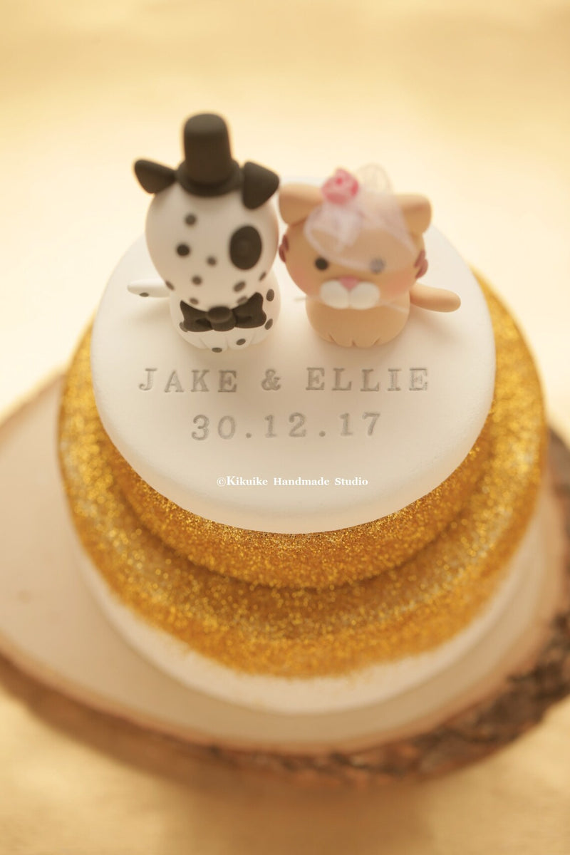 kitty and dog wedding cake topper