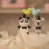 koala and panda wedding cake topper