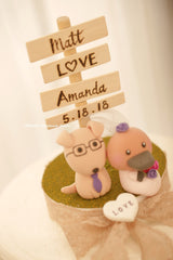 platypus and dog wedding cake topper