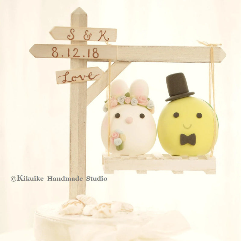 bunny and turtle wedding cake topper