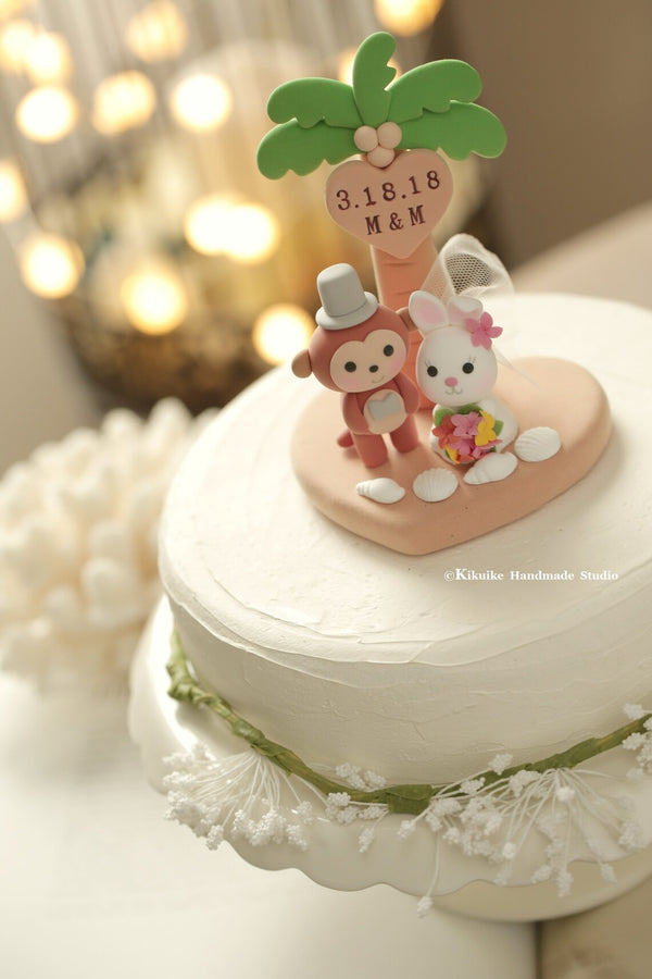 monkey and bunny wedding cake topper