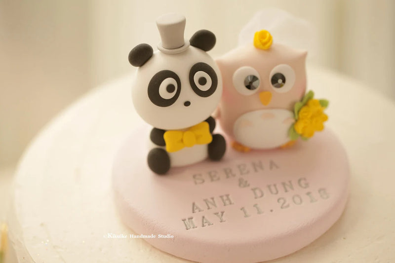 owls and panda Wedding Cake Topper