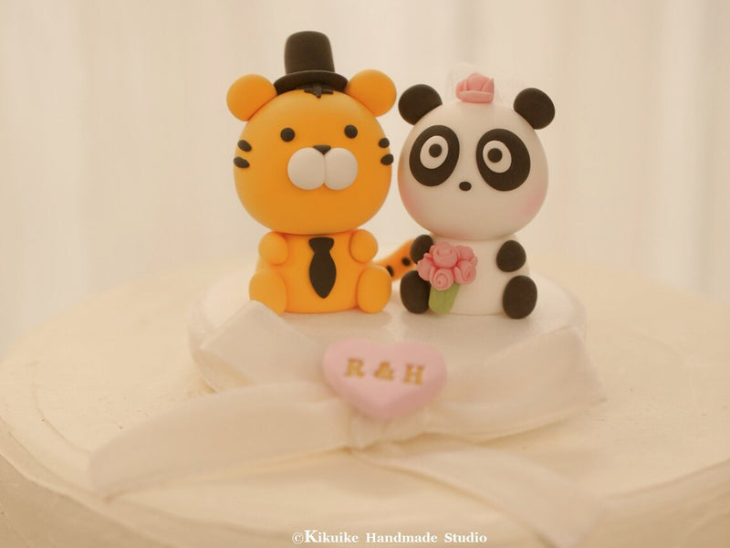 tiger and panda wedding cake topper