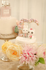 kitty and bunny wedding cake topper