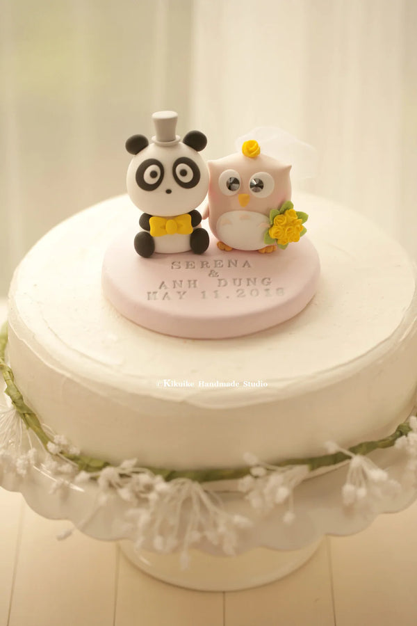 owls and panda Wedding Cake Topper