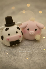 pig and cow wedding cake topper