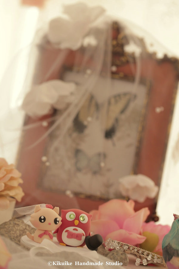 owls and cat Wedding Cake Topper