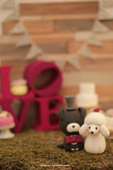 poodle and bulldog wedding cake topper
