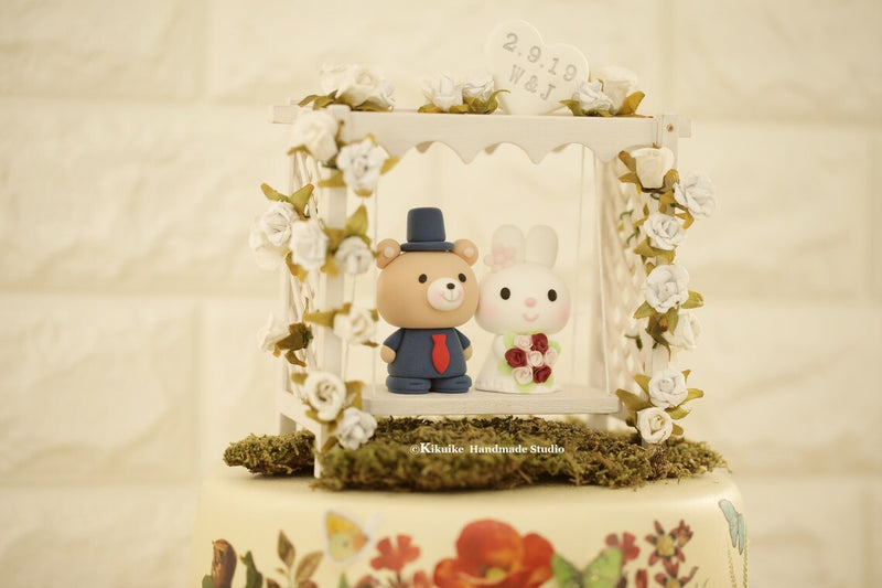 bunny and bear wedding cake topper