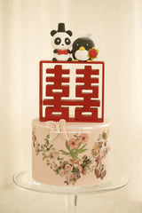 penguin and panda wedding cake topper