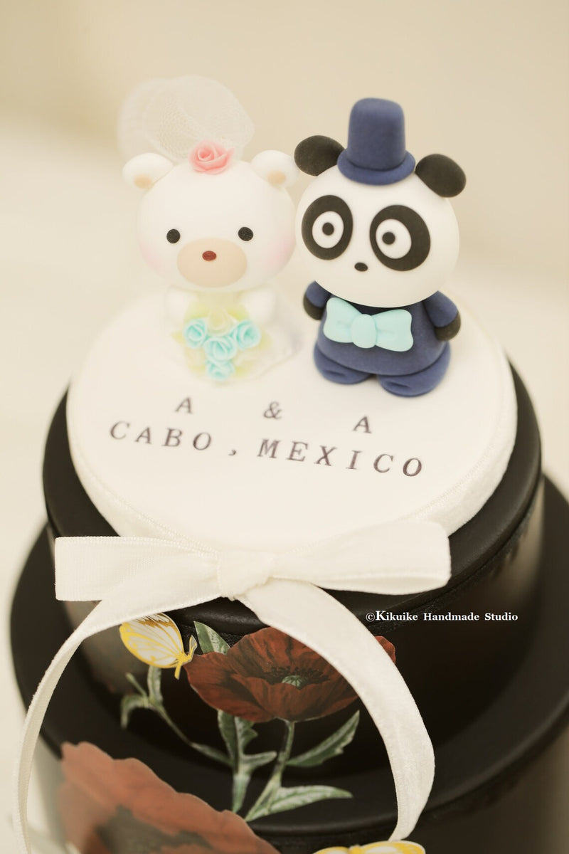 panda and bear wedding cake topper