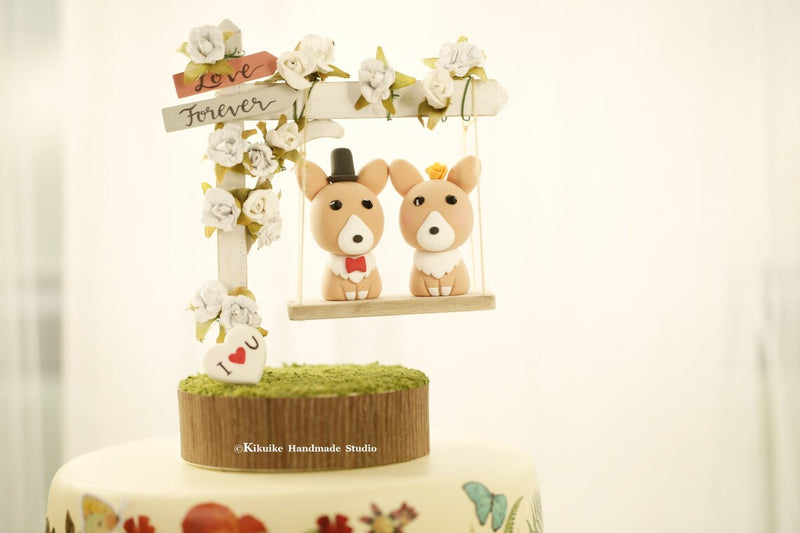 Pembroke Welsh Corgis Wedding Cake Topper