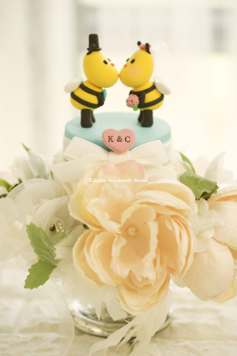 Kissing Bees wedding cake topper