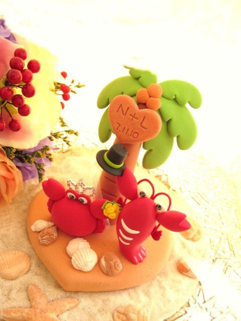 lobster and crab wedding cake topper