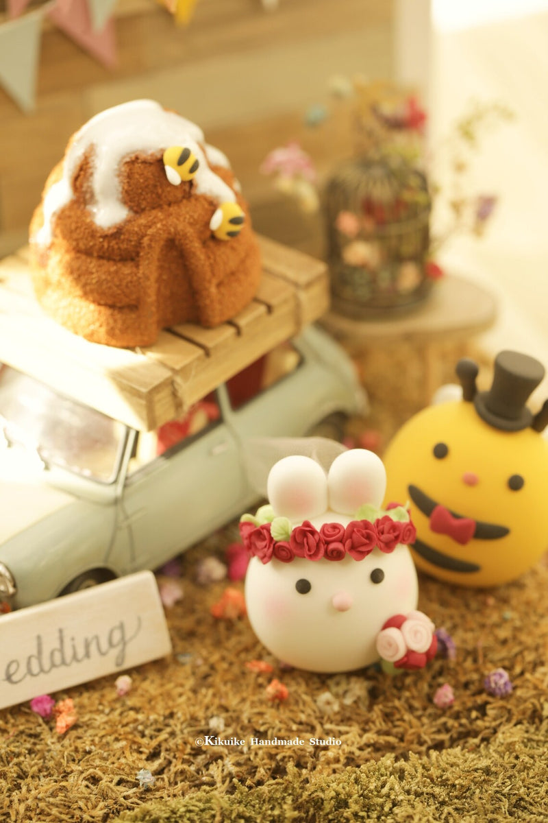 bunny and bee wedding cake topper