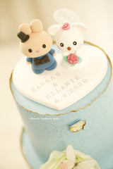 bunny and mouse wedding cake topper