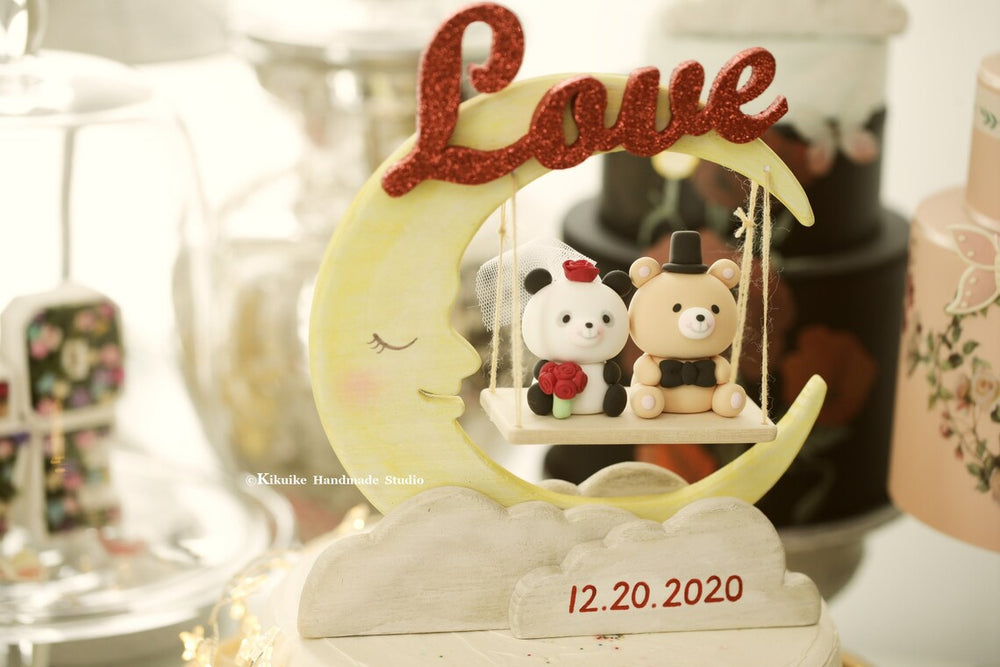 bear and panda wedding cake topper – Kikuike Studio