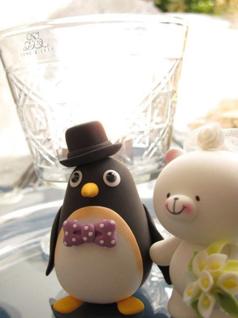 penguin and polar wedding cake topper