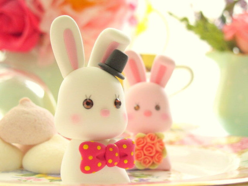 bunny and rabbit wedding cake topper