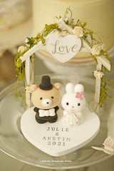 bunny and bear wedding cake topper