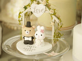 bunny and bear wedding cake topper