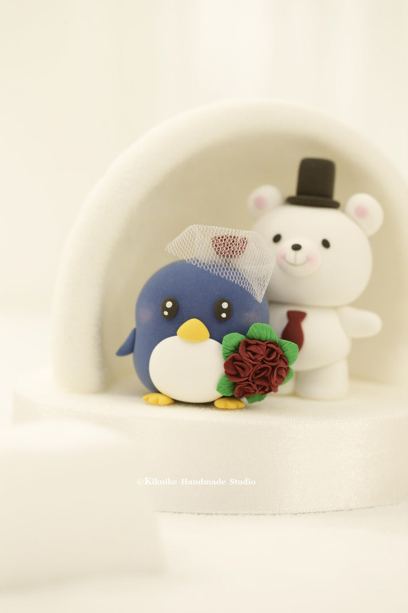 Penguin and Polar Bear Wedding Cake Topper