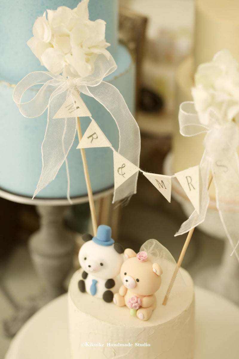 bear and panda wedding cake topper