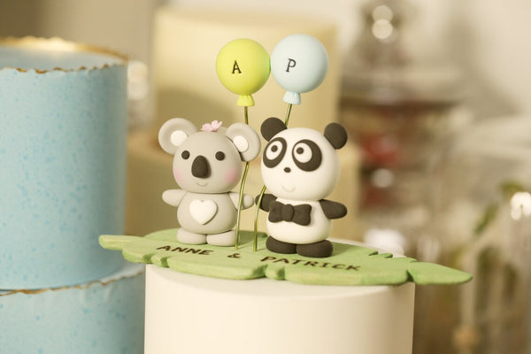 koala and panda wedding cake topper