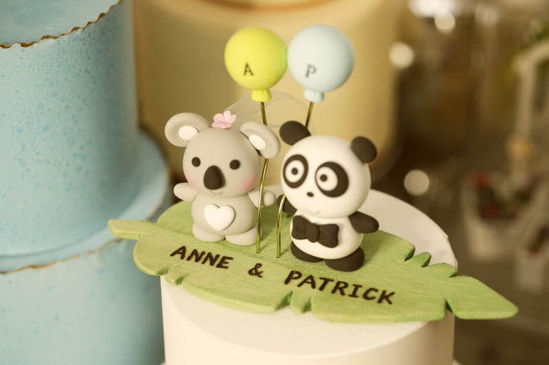 koala and panda wedding cake topper