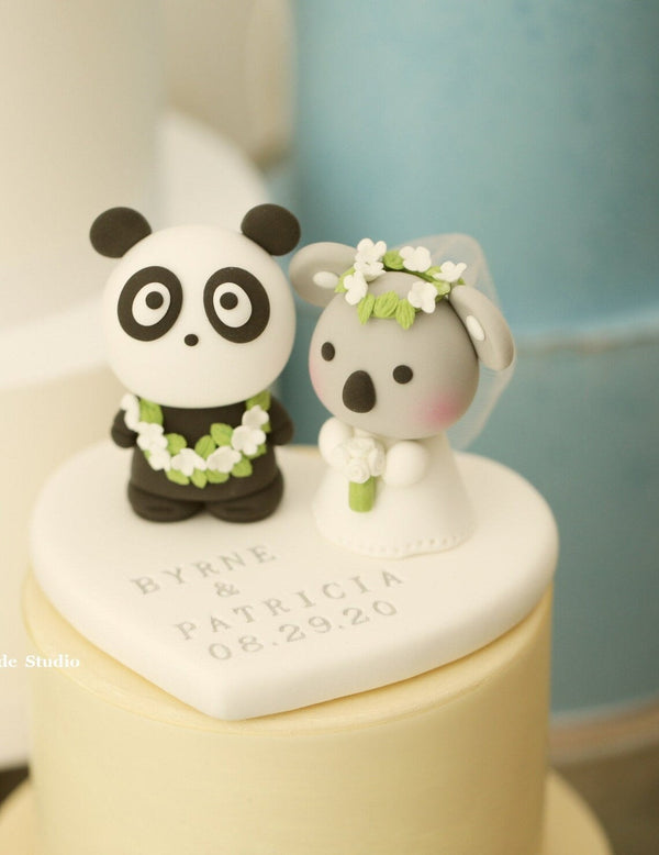 panda and koala wedding cake topper