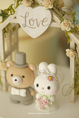 bunny and bear wedding cake topper