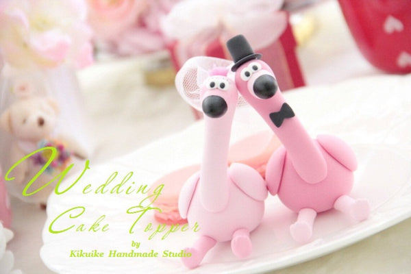 Flamingo wedding cake topper