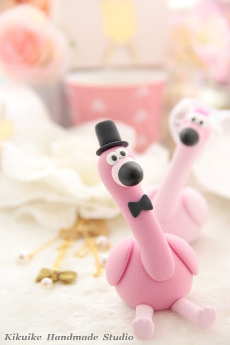 Flamingo wedding cake topper