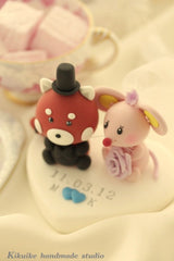 mouse and red panda wedding cake topper