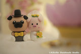 piggy and pug wedding cake topper