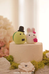 bunny and turtle wedding cake topper