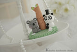 koala and panda wedding cake topper